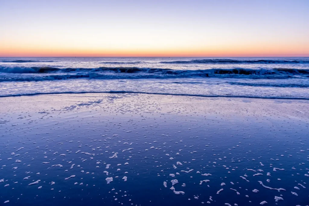 Waves along the shoreline in Avalon, New Jersey